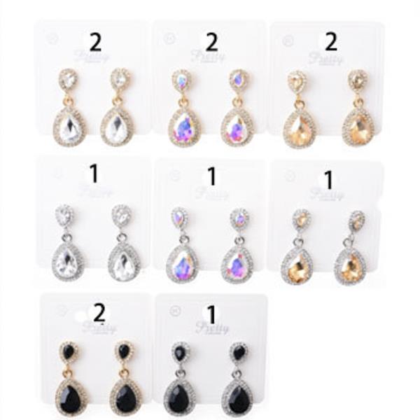 TEARDROP RHINESTONE DANGLE EARRING (12 UNITS)