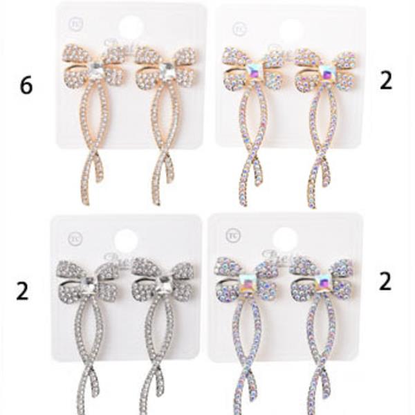 RIBBON RHINESTONE DANGLE EARRING (12 UNITS)