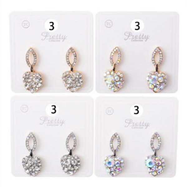 HEART RHINESTONE DANGLE EARRING (12 UNITS)