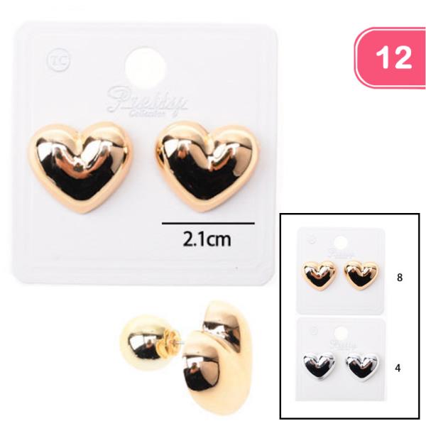 METAL HEART EARRING (12 UNITS)