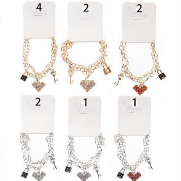 METAL HEART MULTI CHARM BRACELET (12 UNITS)