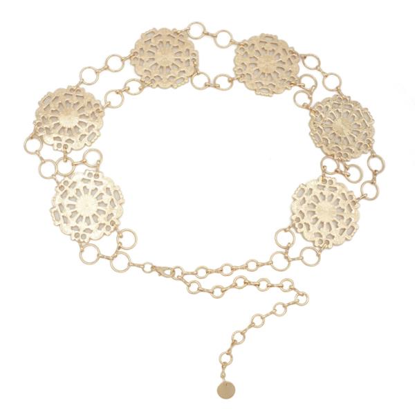 CUT-OUT FILIGREE DISC CHAIN LINK BELT