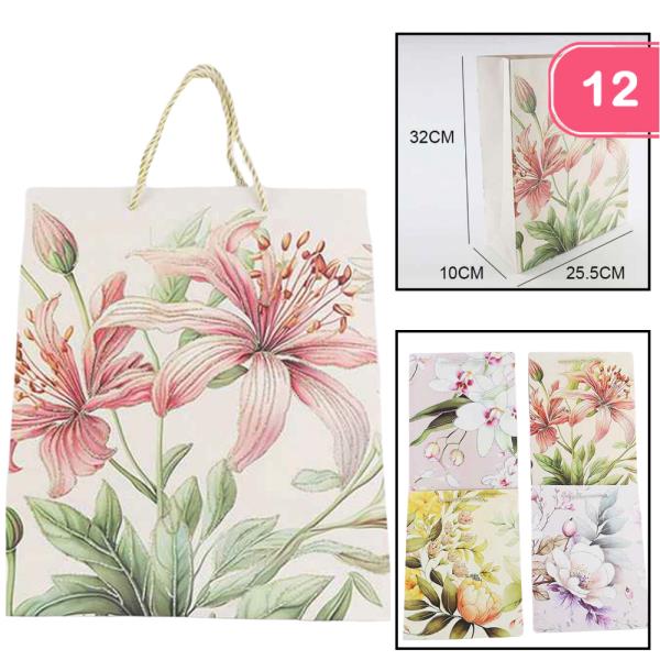 FLOWER GIFT PAPER TOTE BAG (12 UNITS)