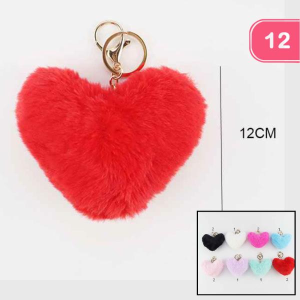 HEART POM POM KEYCHAIN (12 UNITS)