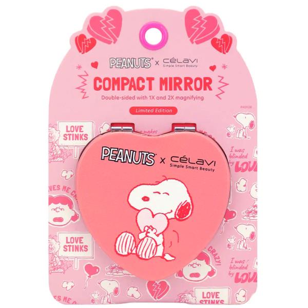 CELAVI PEANUTS HEART SHAPED SOFT TOUCH COMPACT MIRROR