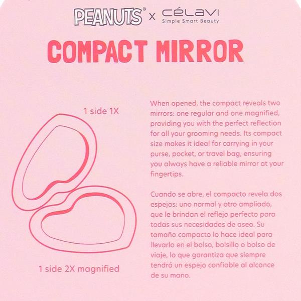 CELAVI PEANUTS HEART SHAPED SOFT TOUCH COMPACT MIRROR