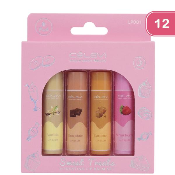 CELAVI 4PC SWEET TREATS HYDRATING LIP BALM SET (12 UNITS)