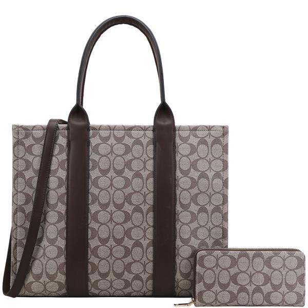 2IN1 OVAL PRINT SATCHEL W WALLET SET