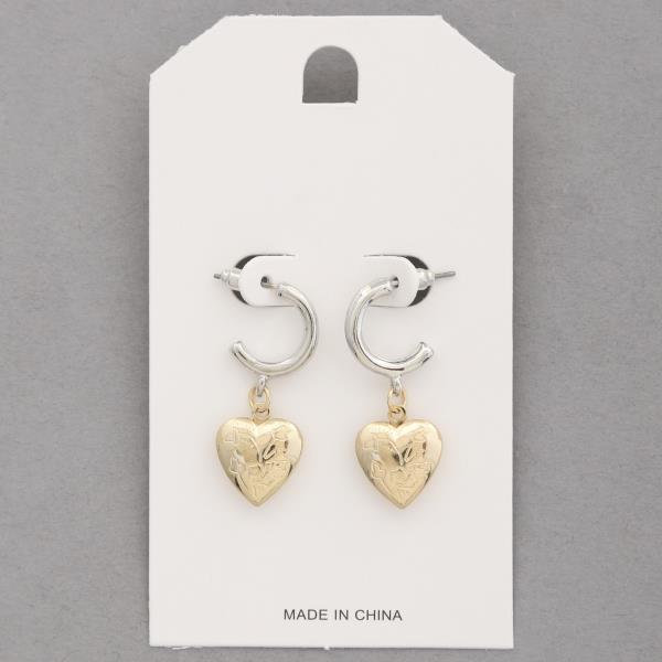 FILIGREE HEART OPEN HOOP EARRING