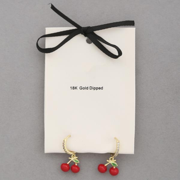 18K GOLD DIPPED CHERRY HUGGIE EARRING