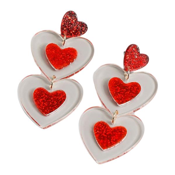 VALENTINE`S DAY HEART DANGLE EARRING