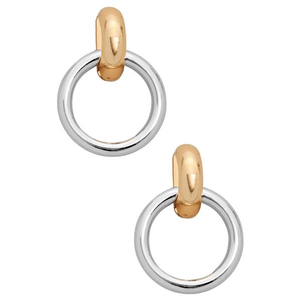 TWO TONE ROUND RING EARRING