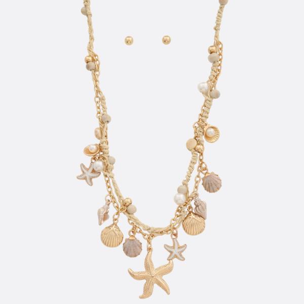 SEA LIFE MULTI CHARM BEADED NECKLACE