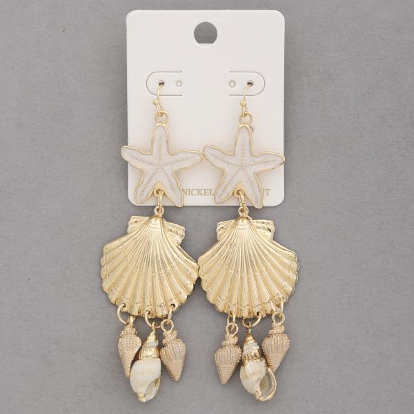 SEASHELL STARFISH DANGLE EARRING