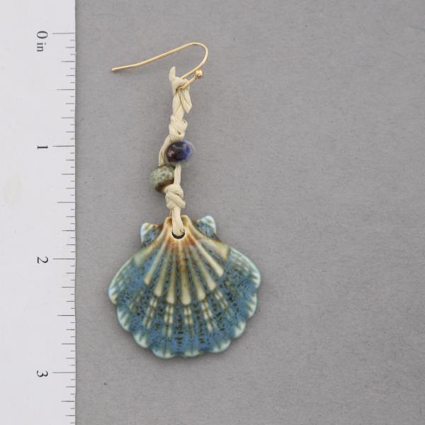 CERAMIC SEASHELL BEADED DANGLE EARRING