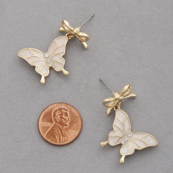 BUTTERFLY BOW LIN DANGLE EARRING