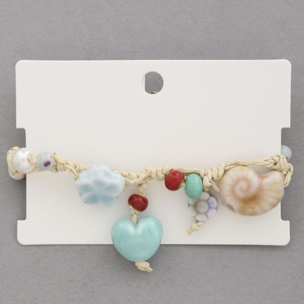 HEART CHARM MULTI BEAD BRACELET