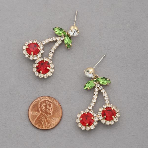 CHERRY RHINESTONE EARRING