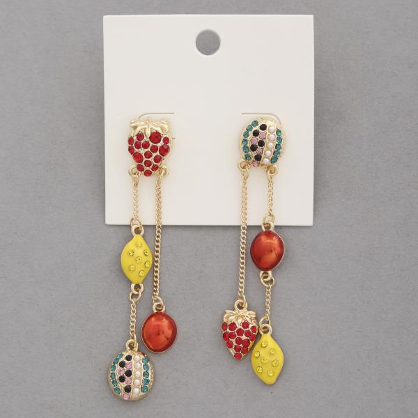 MULTI FRUIT CHARM DANGLE EARRING