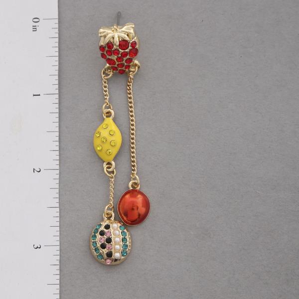 MULTI FRUIT CHARM DANGLE EARRING