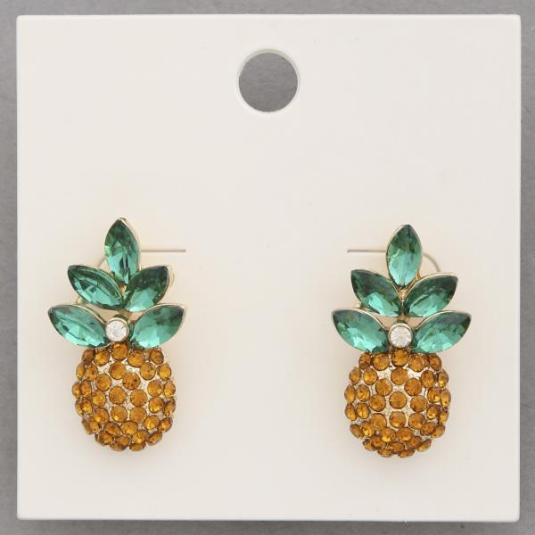 RHINESTONE PINEAPPLE EARRING