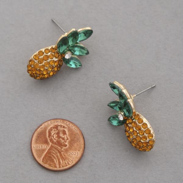 RHINESTONE PINEAPPLE EARRING