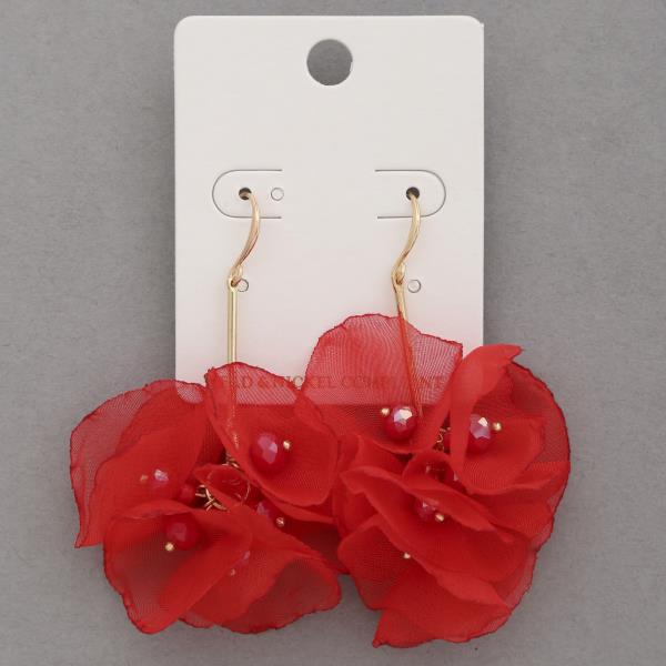 PETAL TULLE FLOWER BEADED EARRING