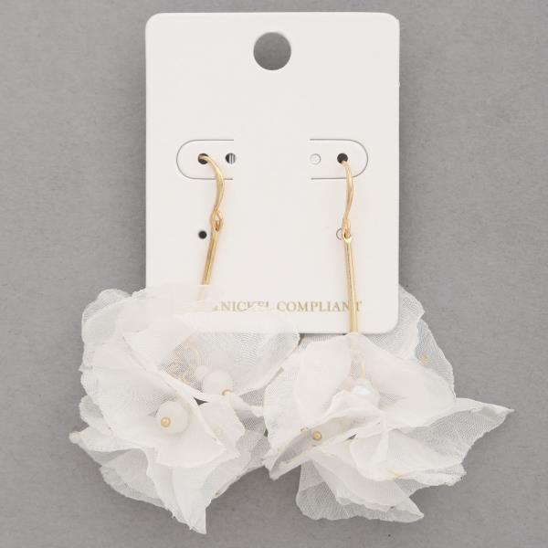 PETAL TULLE FLOWER BEADED EARRING