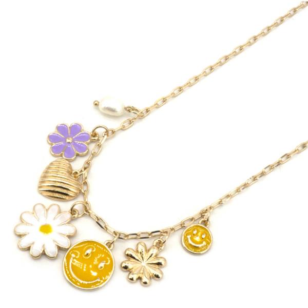 FLOWER MULTI CHARM NECKLACE