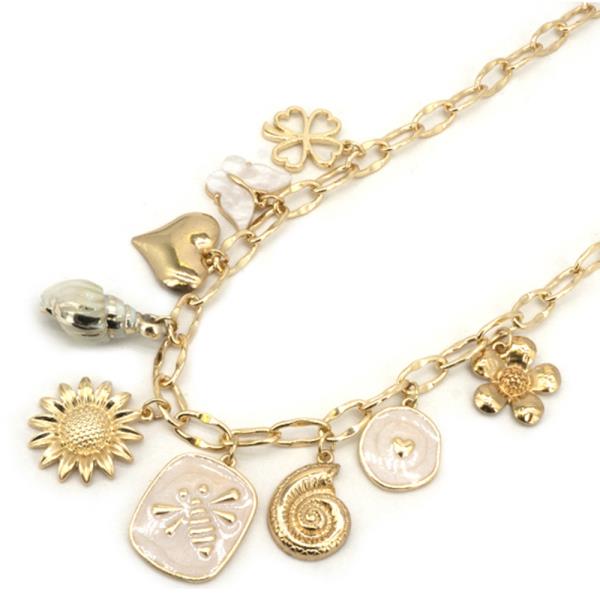 FLOWER MULTI CHARM NECKLACE