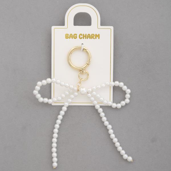 PEARL BEAD BOW BAG CHARM