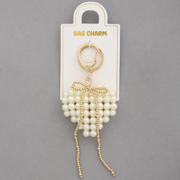 PEARL HEART BAG CHARM