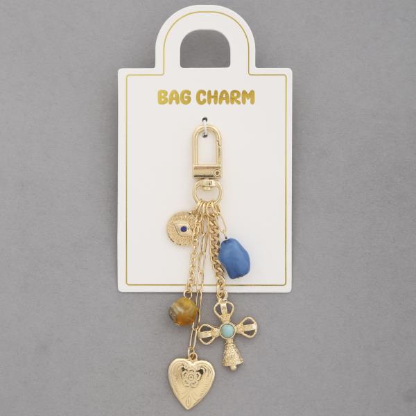 HEART CROSS MULTI BAG CHARM