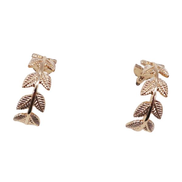 LEAF PATTERN OPEN HOOP EARRING