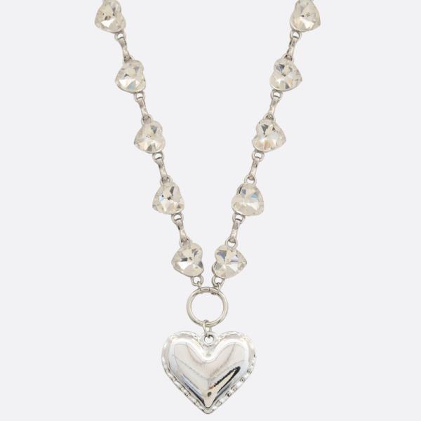 SDJ HEART PENDANT HEART CRYSTAL LINK NECKLACE