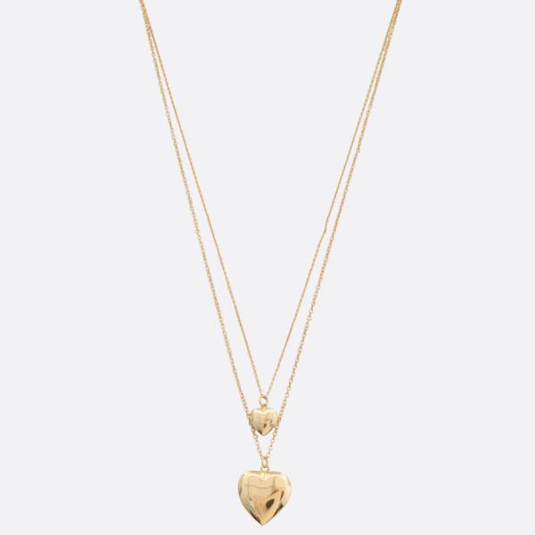 DOUBLE HEART LOCKET LAYERED NECKLACE