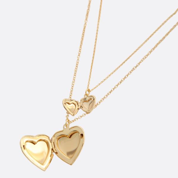 DOUBLE HEART LOCKET LAYERED NECKLACE