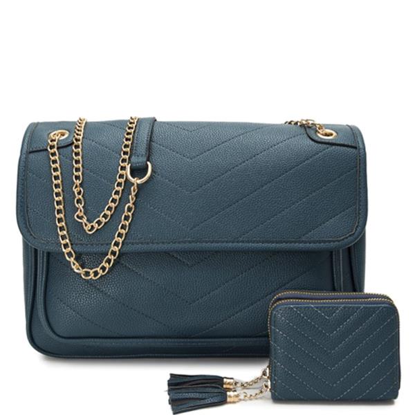 (ONLINE ONLY) 2in1 chevron quilted crossbody w wallet set