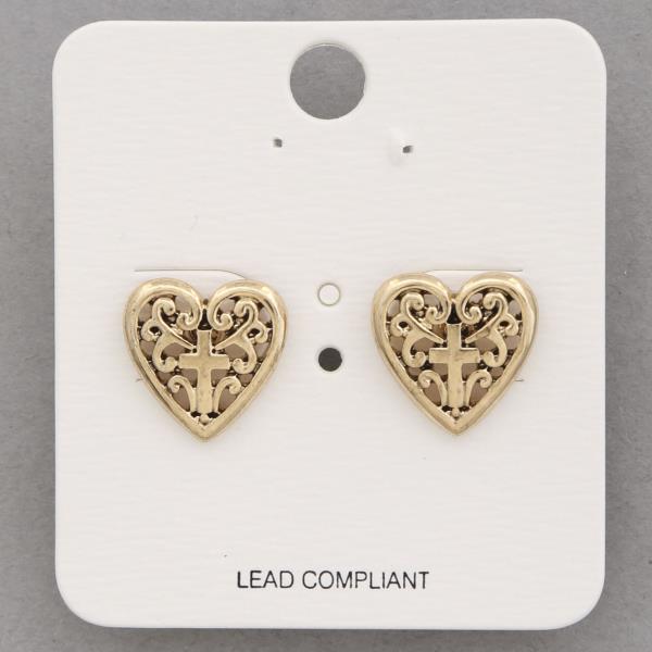 FILIGREE HEART METAL EARRING