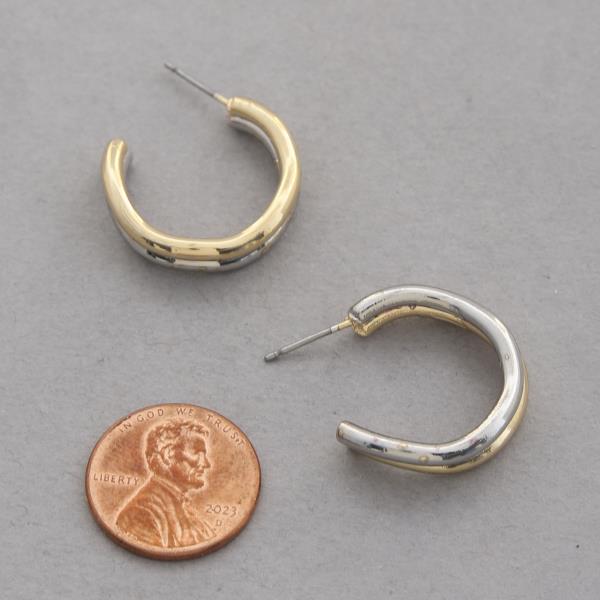 TWO TONE OPEN HOOP EARRING