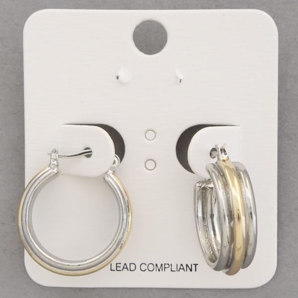 TWO TONE HOOP EARRING