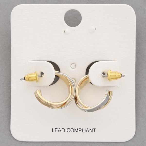 TWO TONE DOUBLE OPEN HOOP EARRING