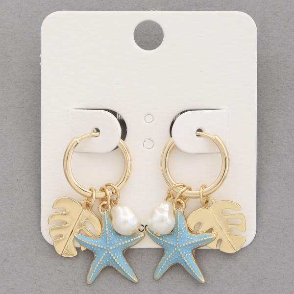 SEA LIFE PEARL BEAD HOOP EARRING