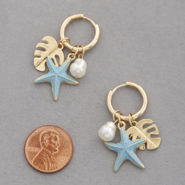 SEA LIFE PEARL BEAD HOOP EARRING