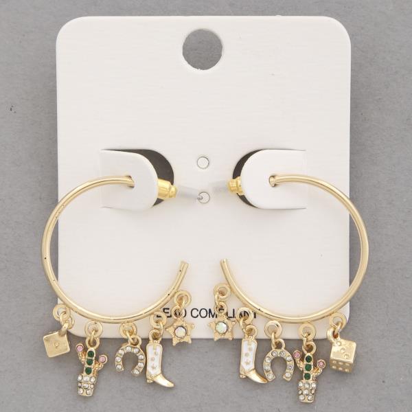 WESTERN STYLE CHARM OPEN HOOP EARRING