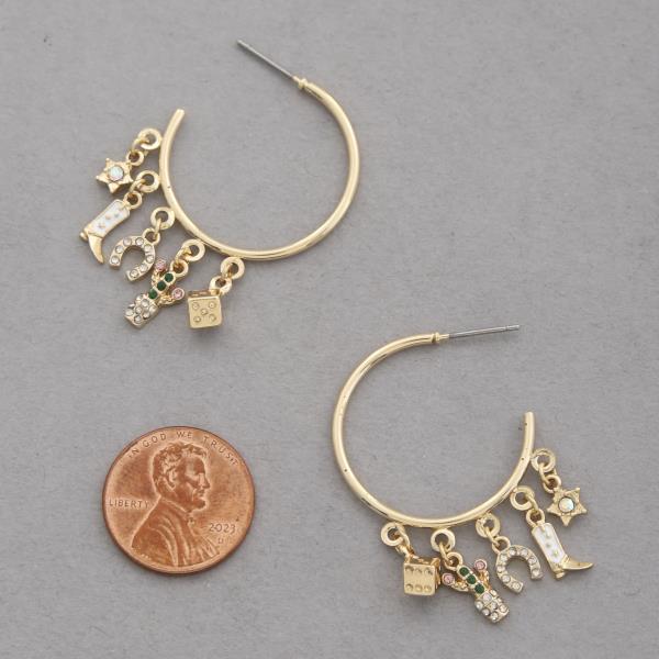 WESTERN STYLE CHARM OPEN HOOP EARRING