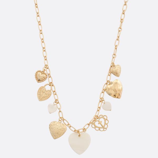 HEART MULTI CHARM STATION NECKLACE