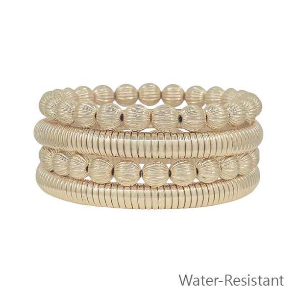 4 SET 8MM TEXTURED BALL WITH STRETCH METAL BANGLE