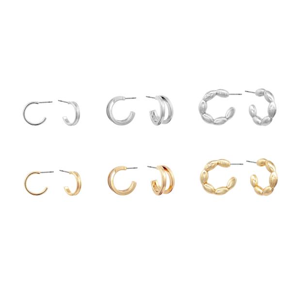 C HOOP EARRING 6 PAIR SET