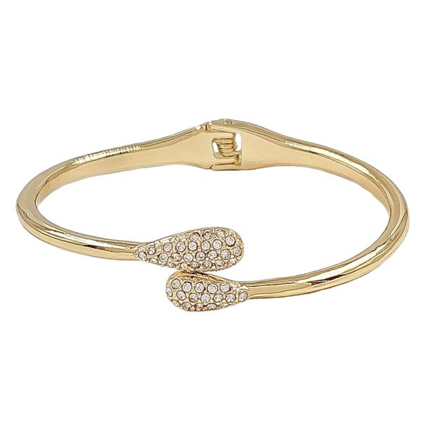 RHINESTONE METAL HINGED BANGLE BRACELET